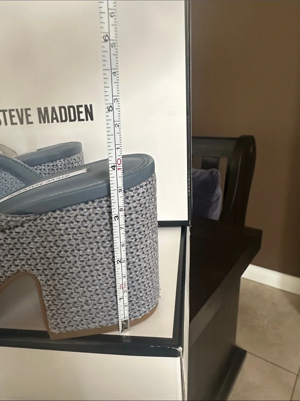 Steve Madden Blue Woven Crossband Platform Slides